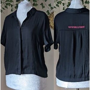 Silky Short Sleeve Button Shirt by Kendall & Kylie